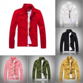 한국 스타일 청바지 코트 재킷 남성용, 봄 가을 데님