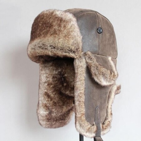 겨울 남성용 따뜻한 러시아 방한 모자, 귀 플랩과 Pu