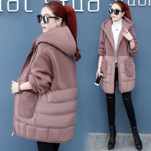 면 패딩 재킷 여성 중장 겨울 코트, 양털 플러스 비료, 플러스 사이즈, 경량 다운 패딩