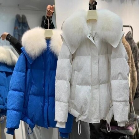 경량 다운 재킷 여성용 짧은 짧은 작은 남자 겨울 2021 새 흰색 오리 다운 클라인 블루