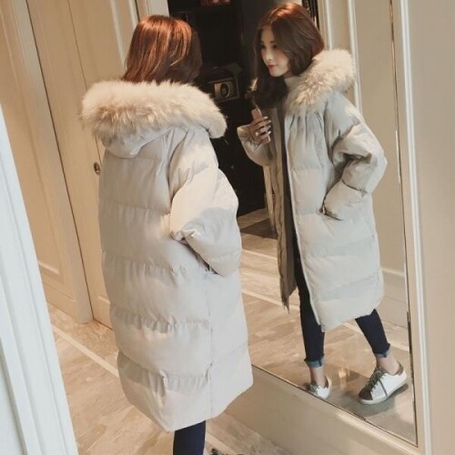 새로운 스타일 다운 패딩 재킷 여성 겨울 가벼운 패딩 재킷 중간 길이 한국 학생 무릎 위