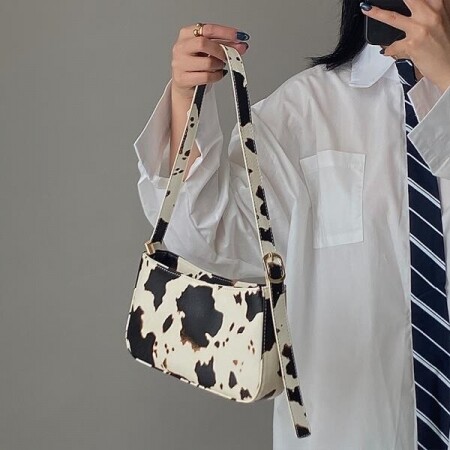 패션 디자인 우유 바게트 핸드백 빈티지 어깨가방