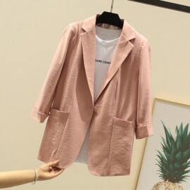 2021 봄 여성용 슬림 소형 재킷, 새로운 린넨 정장
