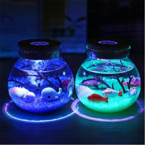 참신 RGB LED 밤 램프 로맨틱 바다 물고기 돌