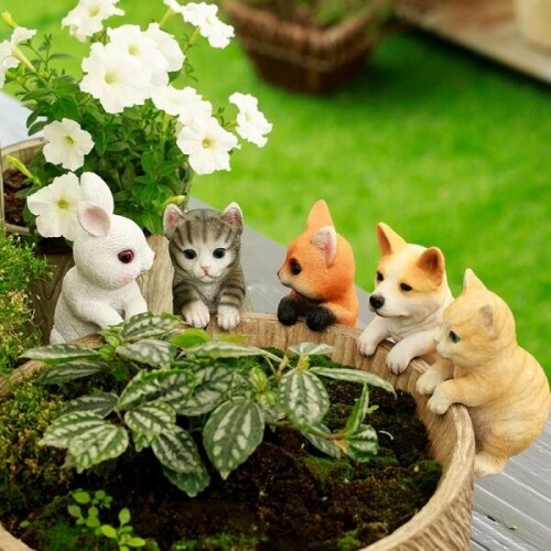 귀여운 화분 정원장식 토끼 고양이 동물 미니어처
