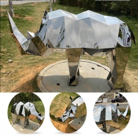대형 코뿔소 조형물 야외 정원 공원 장식 스텐 조각상