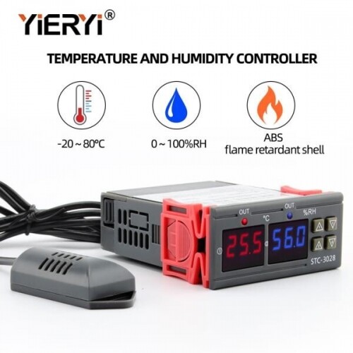 Yieri 디지털 온도 습도 컨트롤 STC-3028 온도계 습도계 컨트롤러 AC 110V/220V DC 12V 24V 10A