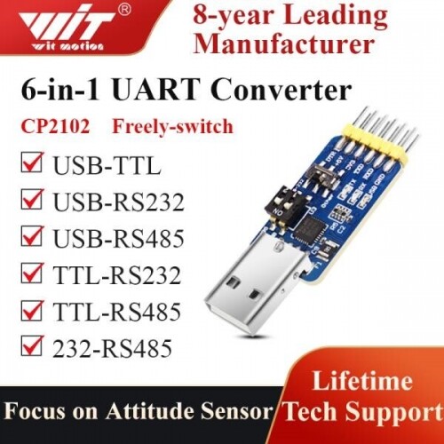 WitMotion USB-UART 6-In-1 컨버터, 다기능 USB-TTL/RS485/232, TTL-RS232,232-485) 시리얼 어댑터
