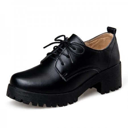 소소한  영국 대학 스타일 블랙 플러스 벨벳 작은 가죽 신발