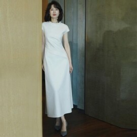소소한 봄 여성 하이 엔드 허리 슬링 로얄 자매 드레스
