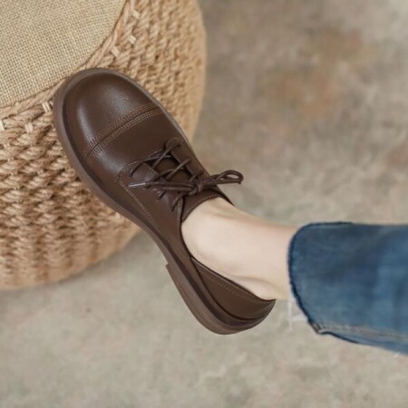 소소한 2022 봄과 가을 새로운 레이스 업 대학 일본 jk 여성 신발 두꺼운 밑창 갈색 신발