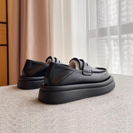 소소한 검정 두꺼운 밑창 로퍼 2022 새로운 영국 스타일 작은 가죽 신발