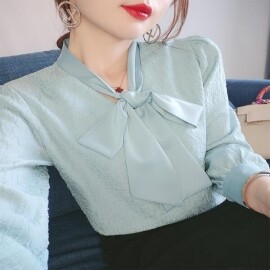 소소한 봄 여성용 디자인 감각 틈새 시크 쉬폰 셔츠