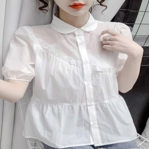 소소한 여름 새 인형 칼라 반팔 셔츠