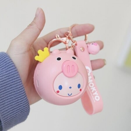 소소한 귀여운 아기 돼지 키 체인 메이크업 거울 팬  가방 펜던트