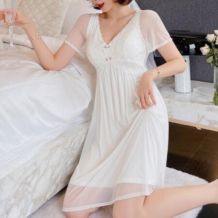 소소한 여름 모달 면화 메쉬 원사 레이 공주 스타일 잠옷