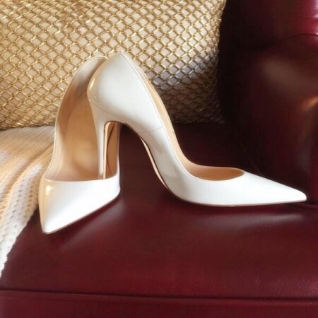소소한 새로운 흰색 뾰족한 발가락 스틸레토 하이힐 여성용 10cm