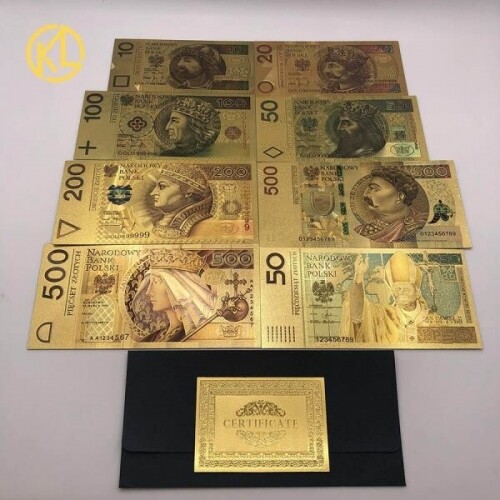금박으로 둘러싼 폴란드 지폐 기념 지폐 개업선물