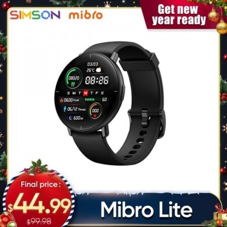 Mibro Lite Smartwatch 1.3 인치 Amoled 화면 지원 Phone 다국어 초박형 바디 스마트 워치 남성용 시계
