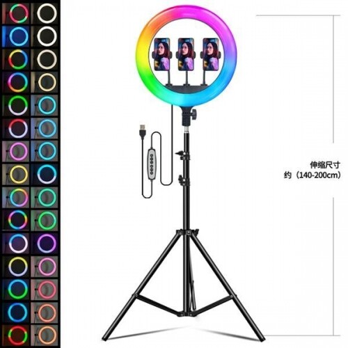 삼각대 조명 칼라 RGB 링 라이트 전화 삼각대 카메라 스탠드 사진 라이트 LED 램프 컬러 사진 스튜디오