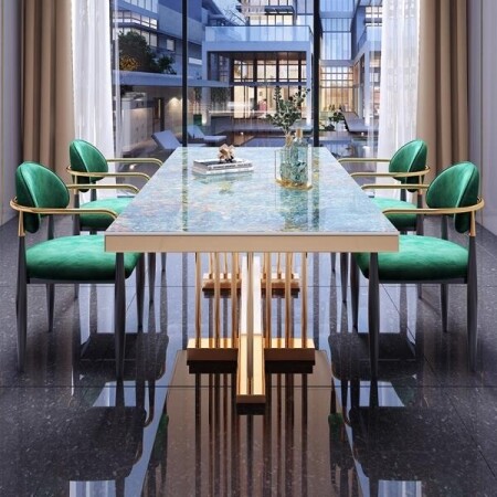명품 포스트 모던 8인용 6인용 세라믹 식탁 대형 슬레이트 레스토랑 카페 디자이너 직사각형 식탁 테이블