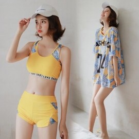 3종패키지 여름 패션 오버핏 루즈핏 래쉬가드 커플 비치웨어 남여공용 가오리핏 수영복 빅사이즈