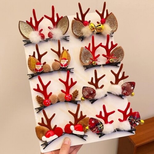 크리스마스 머리띠 루돌프 사슴 의상 소품 파티 용품 사슴뿔 방울 리본 산타 잔치 머리핀 헤어핀 선물 생일