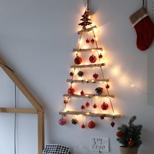 벽트리 LED 풀패키지 북유럽 크리스마스 장식 데코 소품 세트 인형 전구 미니 트리 나무 셀프 DIY 트리