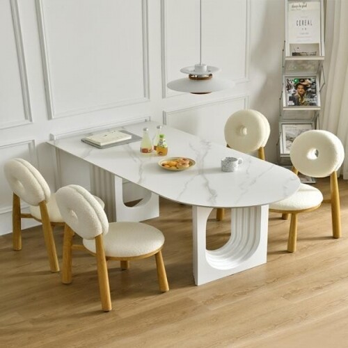 프랑스 디자이너 명품 타원형 라운드 카페 식탁 테이블 4인 6인 8인 미니 홈 인테리어 무소음세라믹식탁