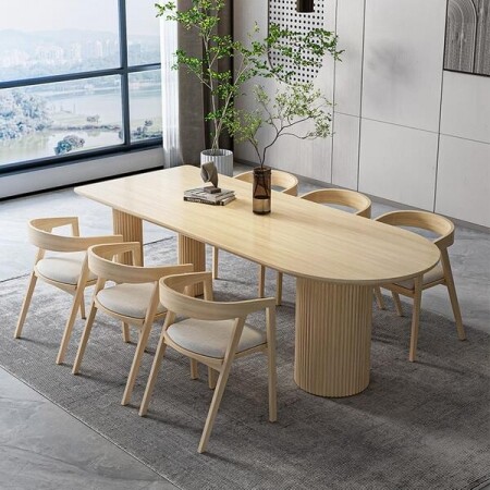 명품 디자이너 우드 타원형 아치형 라운드 카페 식탁 테이블 4인 6인 8인 디자인 회의 테이블 식탁 다용도