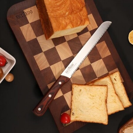 EKIREDO 특대 장칼 손잡이 빵칼 빵 나이프 토스트 스테인레스 스틸 가정용 베이킹 톱니 나이프 슬라이스