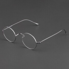 초경량 코받침없는 티타늄 원형 안경테 실버 그레이 안경 프레임 명품 다용도