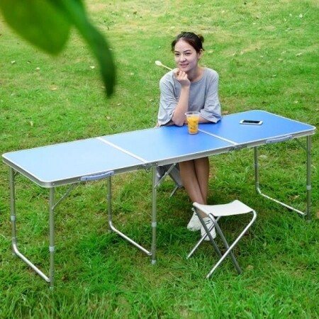 행사 전시 축제 웨딩 파티 세미나 테이블 접이식 1.8m 야외 알루미늄 테이블 접이식 캠핑 휴대용 다기능