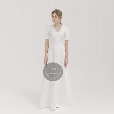 V넥 스몰웨딩 드레스 결혼 사진 촬영 무대 의상 스튜디오 소품