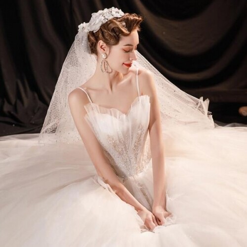 웨딩 드레스 스몰 셀프 결혼 촬영 스튜디오 무대의상 신부 소품