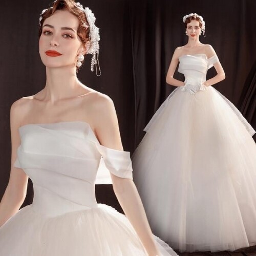셀프 스몰 웨딩 드레스 패션 로코코 오픈숄더 의상 원피스