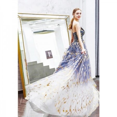 블루 그라데이션 스몰웨딩 셀프 웨딩 드레스 의상 원피스 무대의상