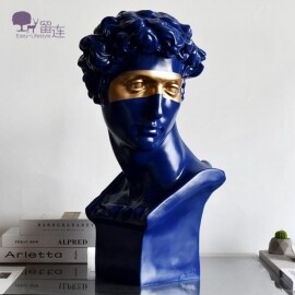 유럽 럭셔리 블루 다비드 흉상 조각상 개업 사무실 선물 집들이 소품