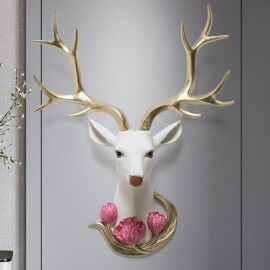 유럽 헌팅 트로피 인테리어 꽃 사슴 머리 동물 벽장식