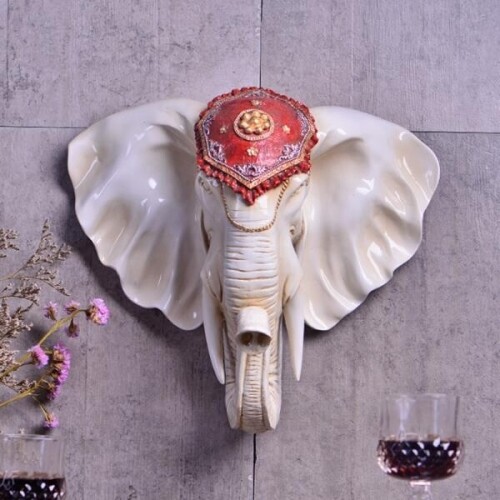 아름다운 인도 코끼리 머리 동물 벽 장식 인테리어 헌팅 트로피