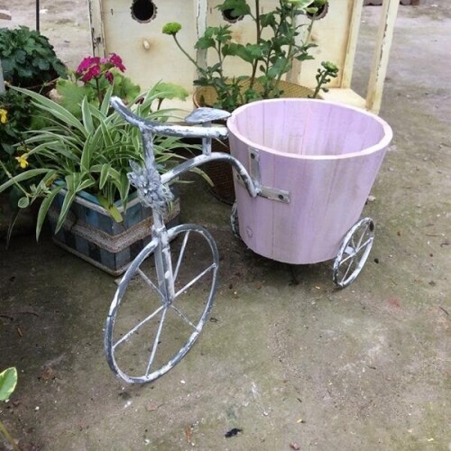 북유럽 정원 자전거 빈티지 나무 버킷 화분 선반 스탠드 장식소품