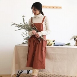 일본식 모던 린넨 꽃 가게 작업 주방 앞치마 유니폼 카페 바리스타 용품
