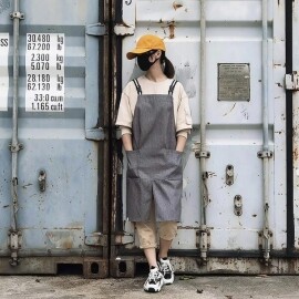 일본 패션 캔버스 방수 주방 카페 바리스타 앞치마 유니폼