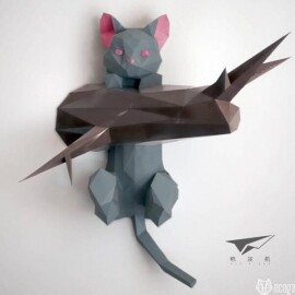 3D 고양이 인테리어 장식 벽장식 동물 종이 장식소품 DIY 입체
