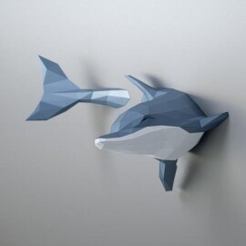 북유럽 돌고래 동물 3D 종이 DIY 인테리어 장식 소품