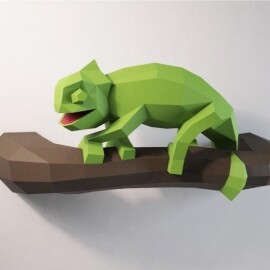 북유럽 3D 동물 카멜레온 DIY 종이 인테리어 장식 소품 공예 벽장식