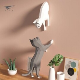 고양이 커플 벽걸이 종이 3D입체 동물 DIY 장식 인테리어 소품