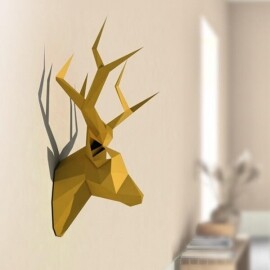 북유럽 행운 집들이 선물 사슴머리 동물 3D 입체 종이 장식 소품