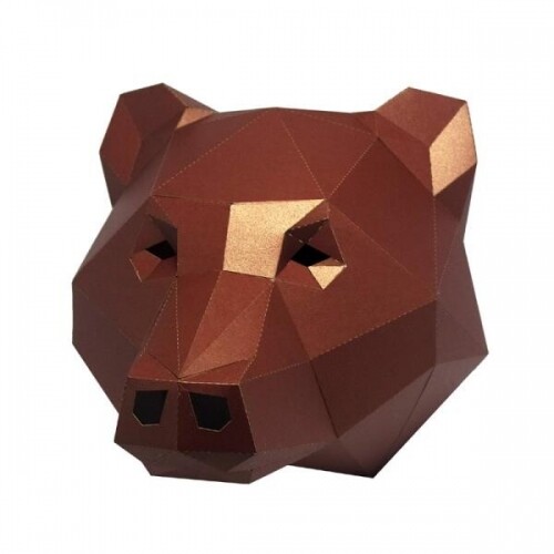 귀여운 갈색 곰 벽걸이 3D 동물 종이 인테리어 장식 소품