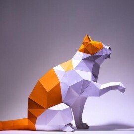 귀여운 북유럽 종이 공예 고양이 인테리어 장식 3D 입체 동물 모형